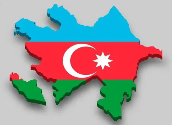 3d isometric map of azerbaijan with national flag_ _ Premium Vector